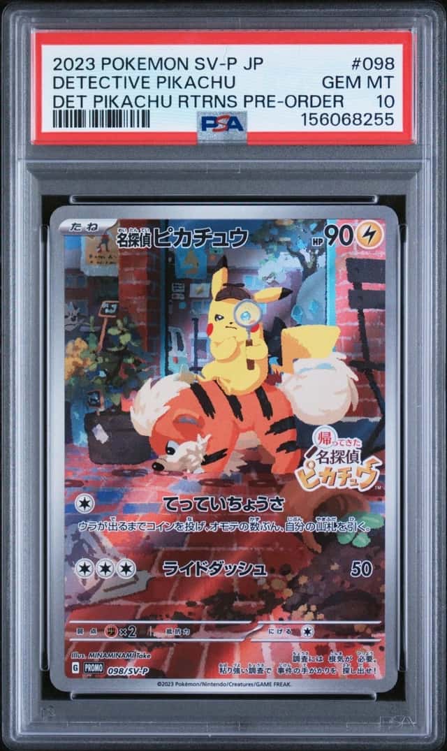 2023 POKEMON JAPANESE SV-P PRE-ORDER PROMO #098 DETECTIVE PIKACHU PSA 10