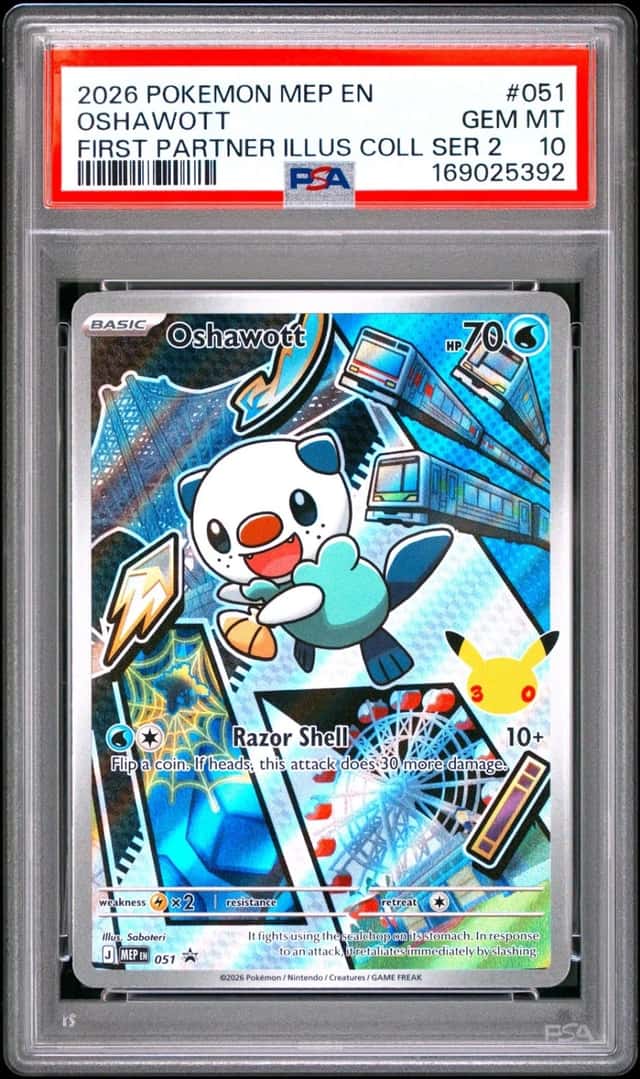 2026 POKEMON MEP FIRST PARTNER ILLUSTRATION COLLECTION #051 OSHAWOTT PSA 10