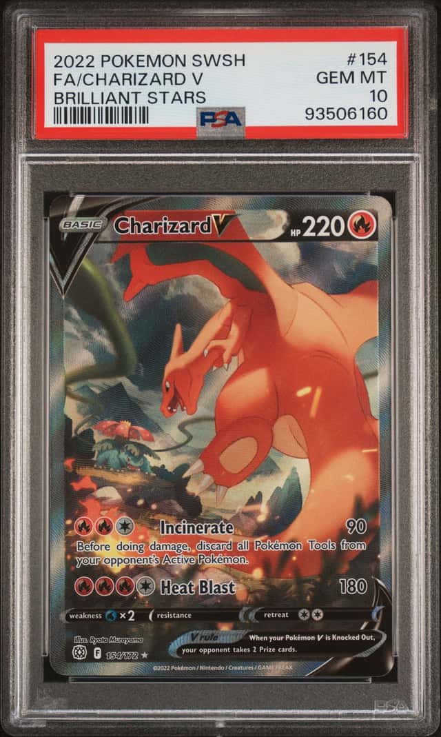 2022 POKEMON SWORD & SHIELD BRILLIANT STARS #154 FULL ART/CHARIZARD V PSA 10