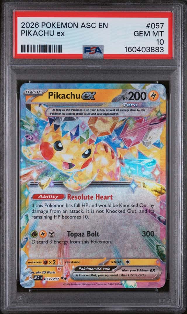 Pokemon 2026 Pikachu ex 057/217 Tera Ascended Heroes GEM MINT PSA 10