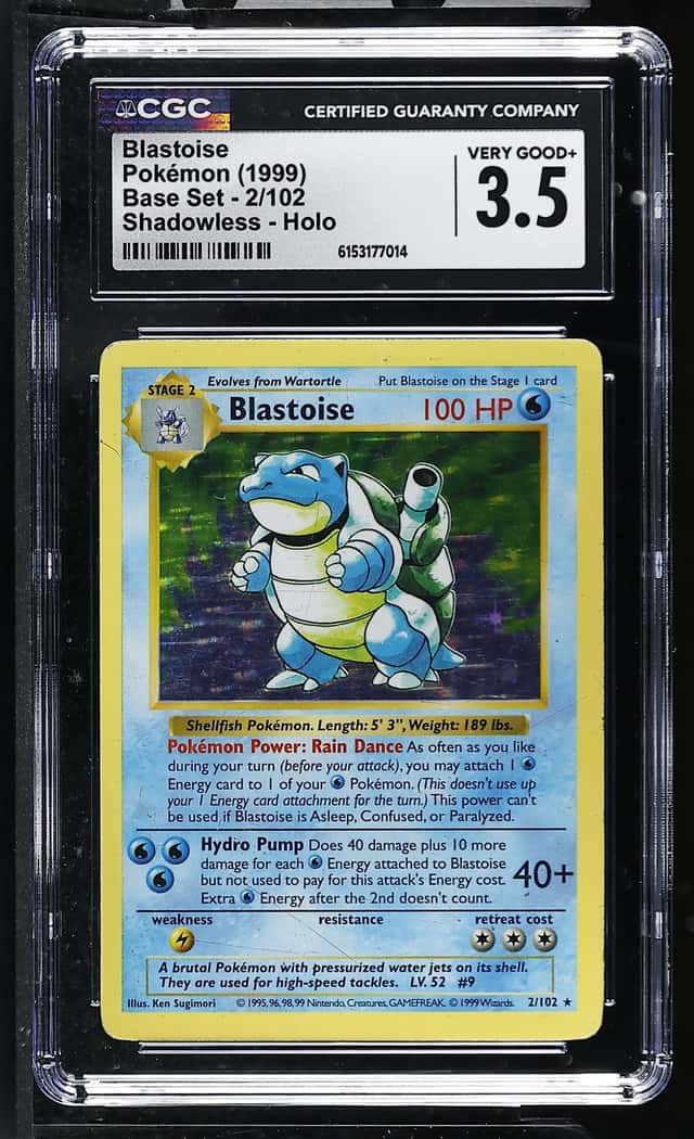 1999 Pokemon Base Set Blastoise Shadowless Holo Rare 2/102 CGC 3.5