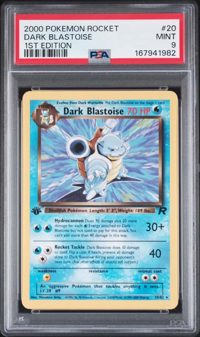 2000 POKEMON ROCKET 1ST EDITION #20 DARK BLASTOISE PSA 9