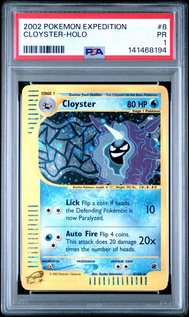 2002 Pokemon Expedition Cloyster Holo #8/165 PSA 1