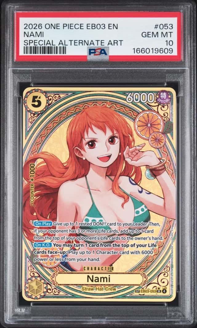 2026 ONE PIECE EB03-EXTRA BOOSTER HEROINES EDITION SPECIAL ALT ART NAMI PSA 10