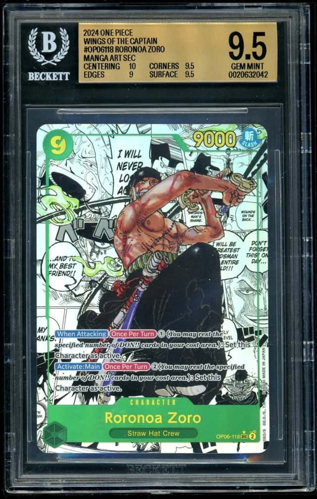 2024 One Piece Roronoa Zoro MANGA ART SEC Wings of the Captain BGS 9.5