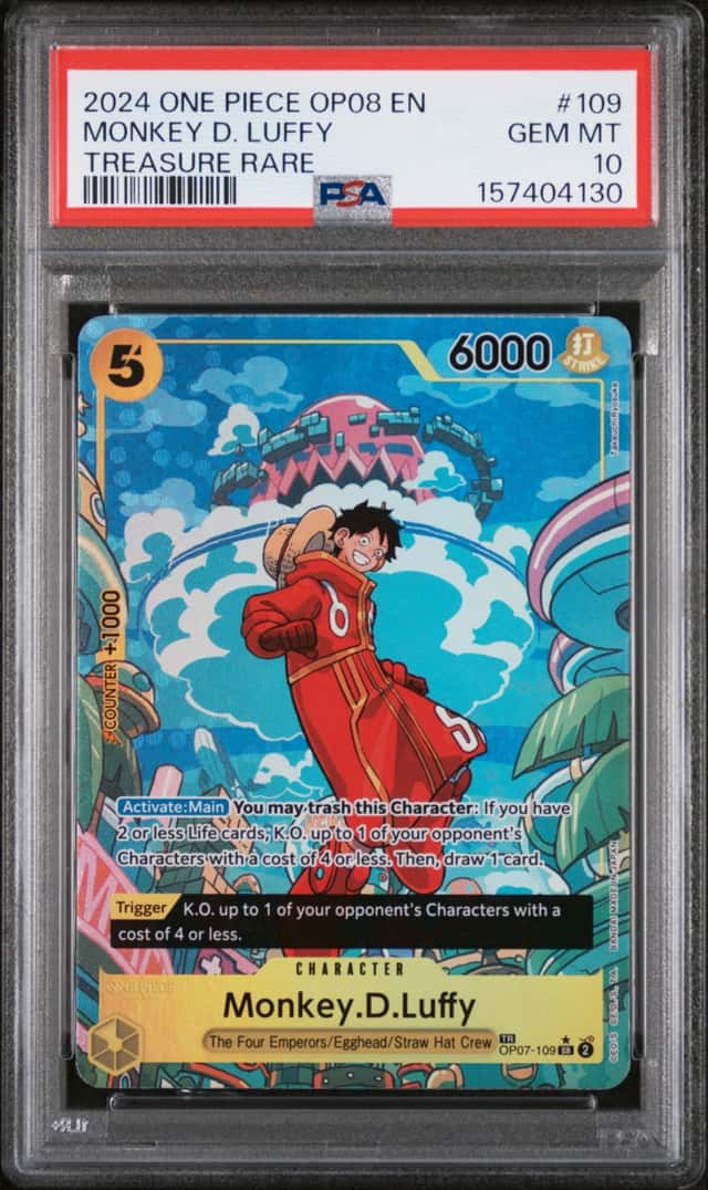 2024 One Piece OP08 EN Treasure Rare #109 Monkey D Luffy PSA 10 GEM MINT
