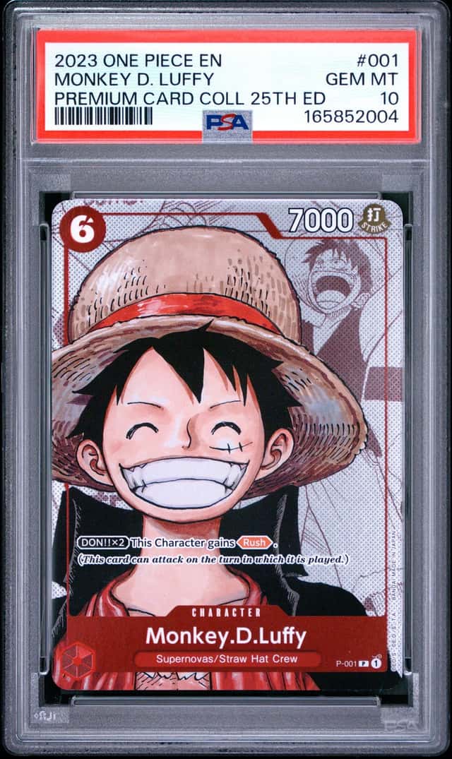 2023 ONE PIECE PREMIUM CARD COLLECTION 25TH EDITION #001 MONKEY D. LUFFY PSA 10