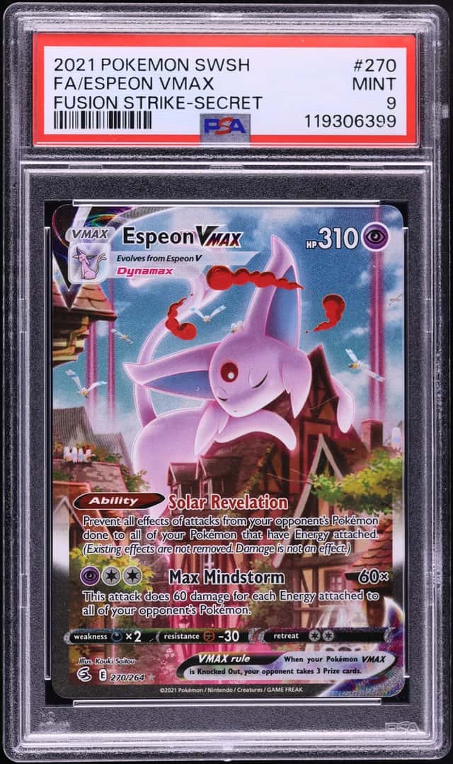 2021 Pokemon Sword & Shield Fusion Strike Full Art Espeon VMAX #270 PSA 9 MINT