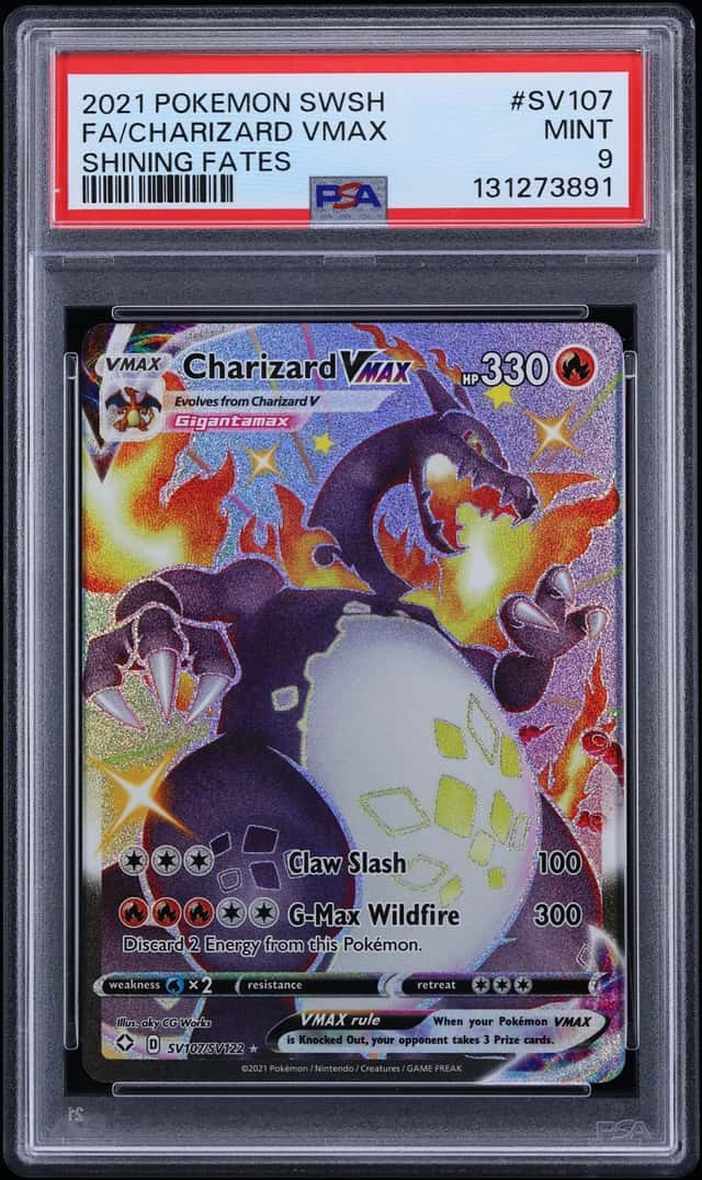 2021 Pokemon SWSH Shining Fates Shiny Vault Full Art Charizard VMAX #SV107 PSA 9 MINT