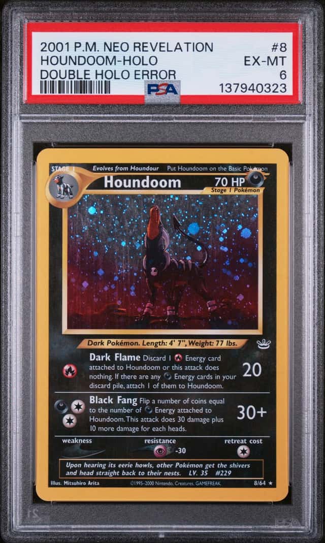 2001 Pokemon Neo Revelation Double Holo Error Houndoom #8