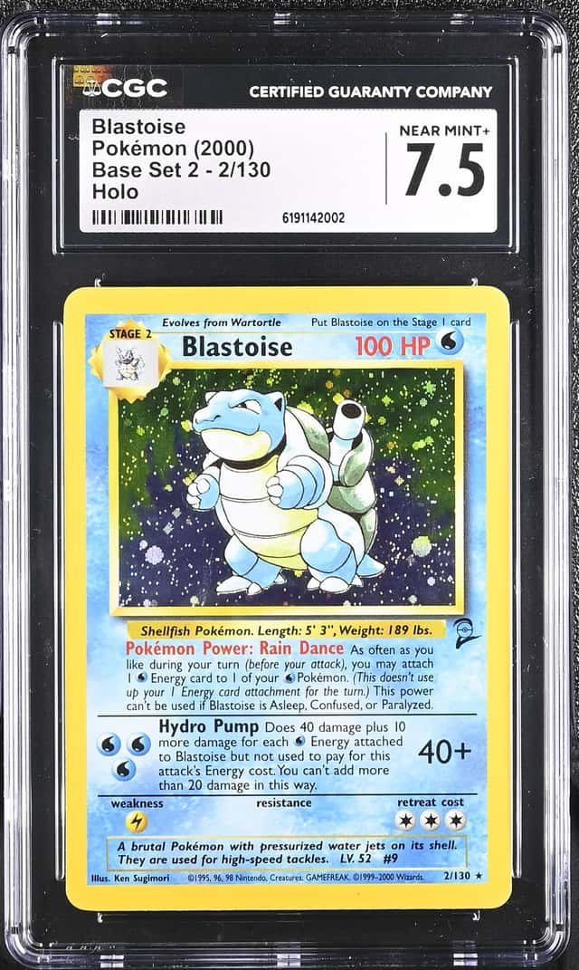 2000 Pokemon Base Set 2 Holo Blastoise #2 CGC 7.5 NRMT+