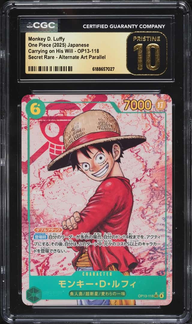 2025 One Piece Japanese Carrying On His Will SEC Alt Art Monkey D. Luffy CGC 10 PRISTINE