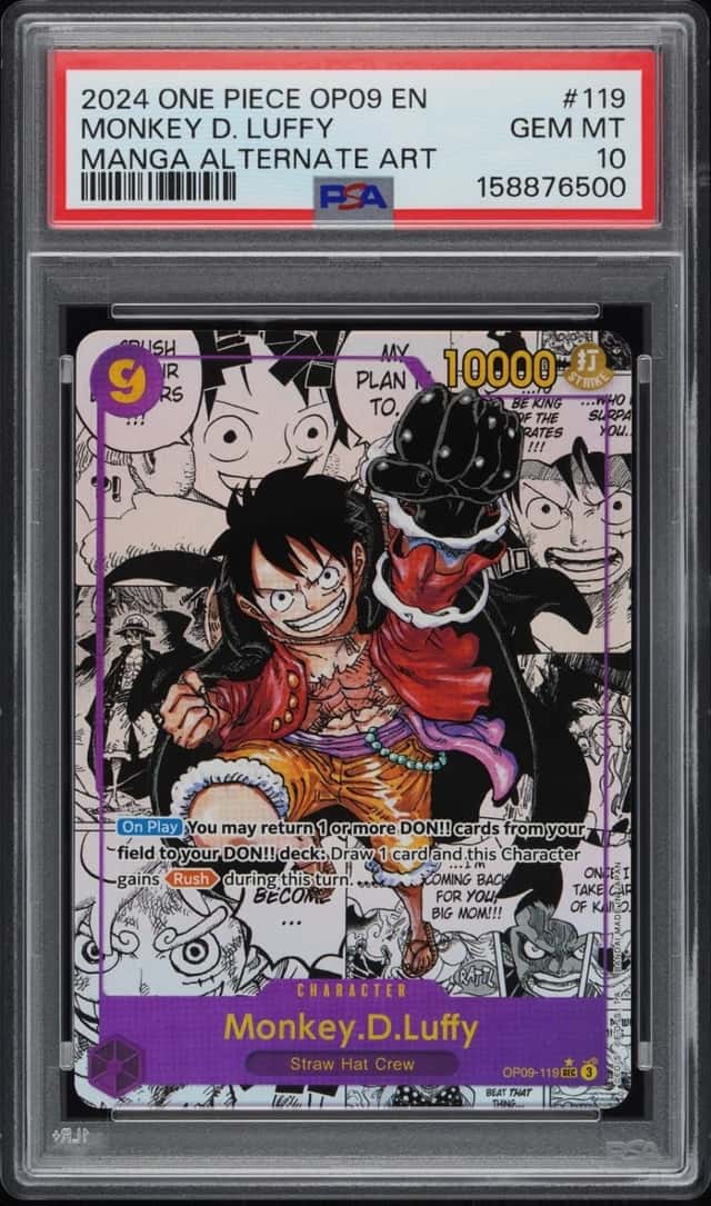 OP MONKEY D. LUFFY 2024 OP09-EMPERORS IN THE NEW WORLD #119 MANGA ALT ART PSA 10