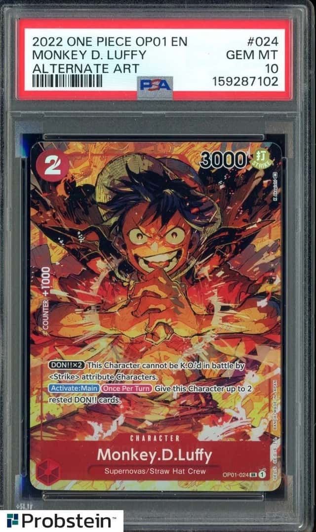 2022 One Piece OP01 En Alternate Art #024 Monkey D. Luffy PSA 10 GEM MINT