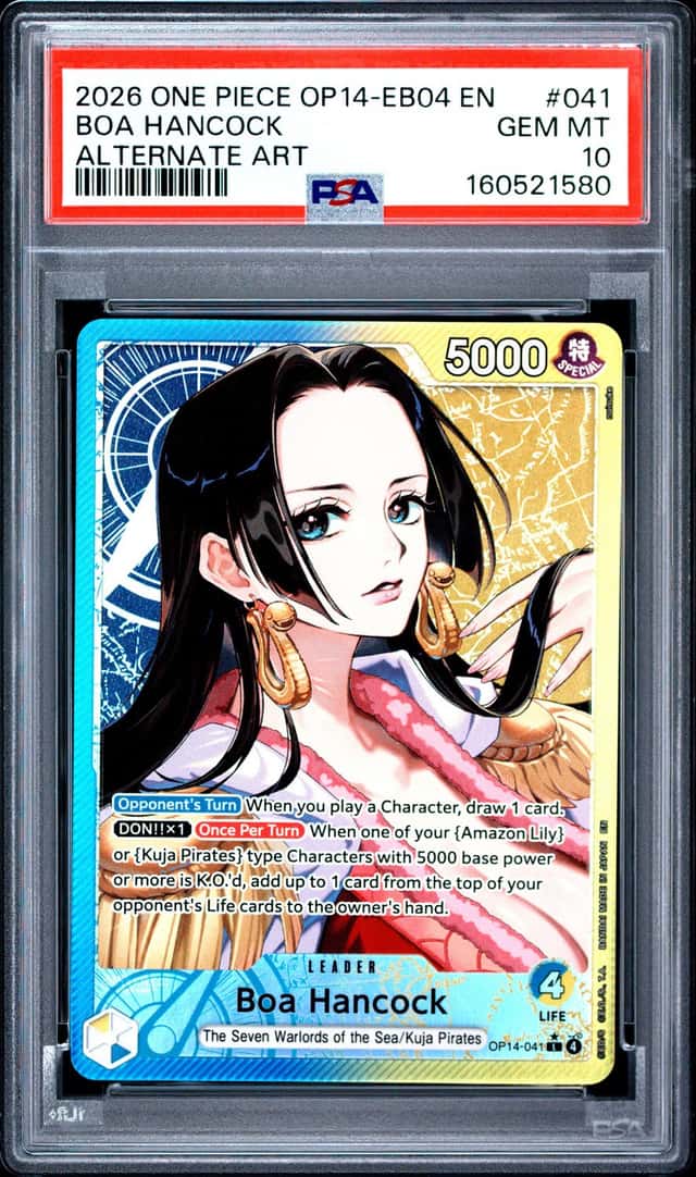 2026 One Piece Azure Sea's Seven Boa Hancock Leader Alt Art #OP14-041 PSA 10