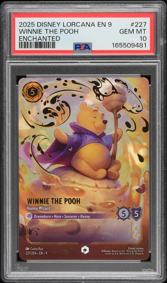 2025 Disney Lorcana Fabled Winnie the Pooh Hunny Wizard Enchanted 227/204 PSA 10