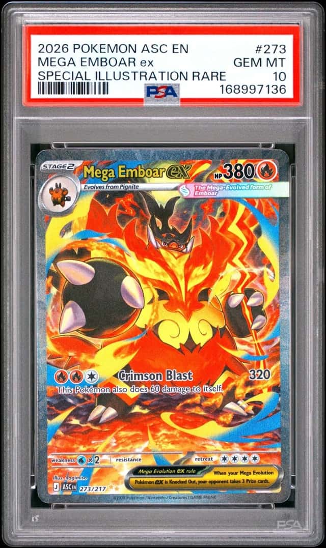 2026 POKEMON ASCENDED HEROES SPECIAL ILLUSTRATION RARE MEGA EMBOAR EX PSA 10