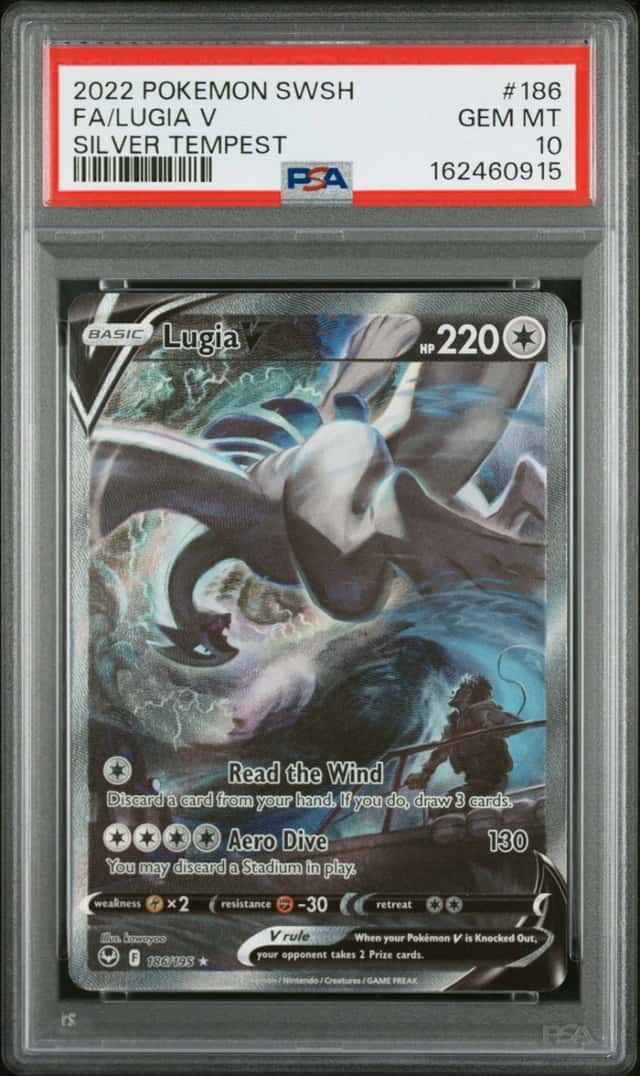 2022 POKEMON SWORD & SHIELD SILVER TEMPEST #186 FULL ART/LUGIA V PSA 10
