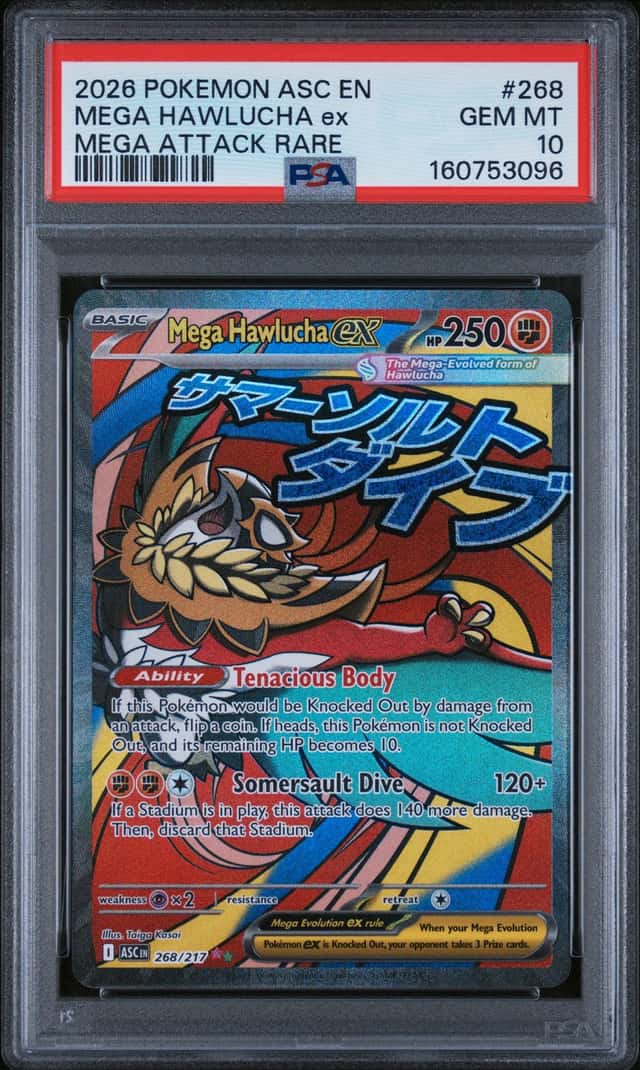 2026 Pokemon Ascended Heroes Mega Hawlucha ex Attack Rare #268/217 PSA 10