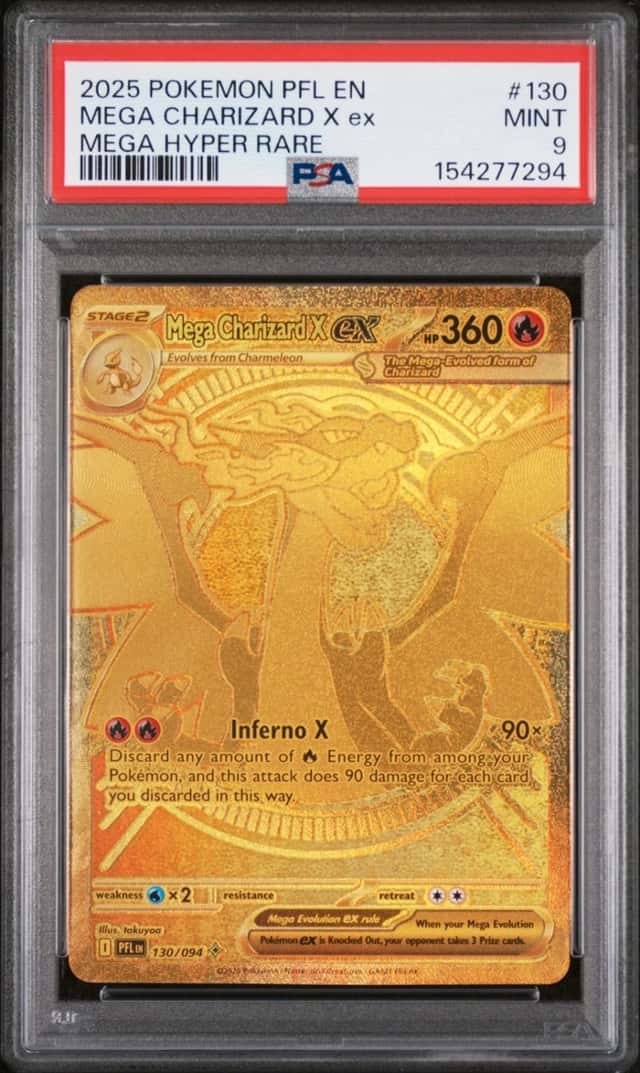 2025 POKEMON PFL EN-PHANTASMAL FLAMES MEGA HYPER RARE MEGA CHARIZARD X EX PSA 9