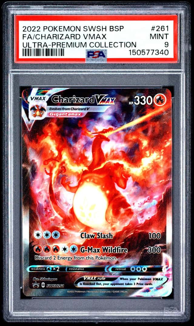 Pokemon 2022 Charizard VMAX SWSH261 Full Art Black Star Promo UPC PSA 9