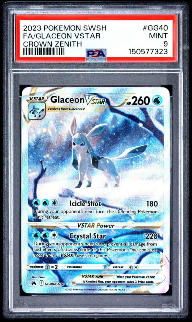 Pokemon 2023 Glaceon VSTAR GG40/GG70 Galarian Gallery Crown Zenith PSA 9