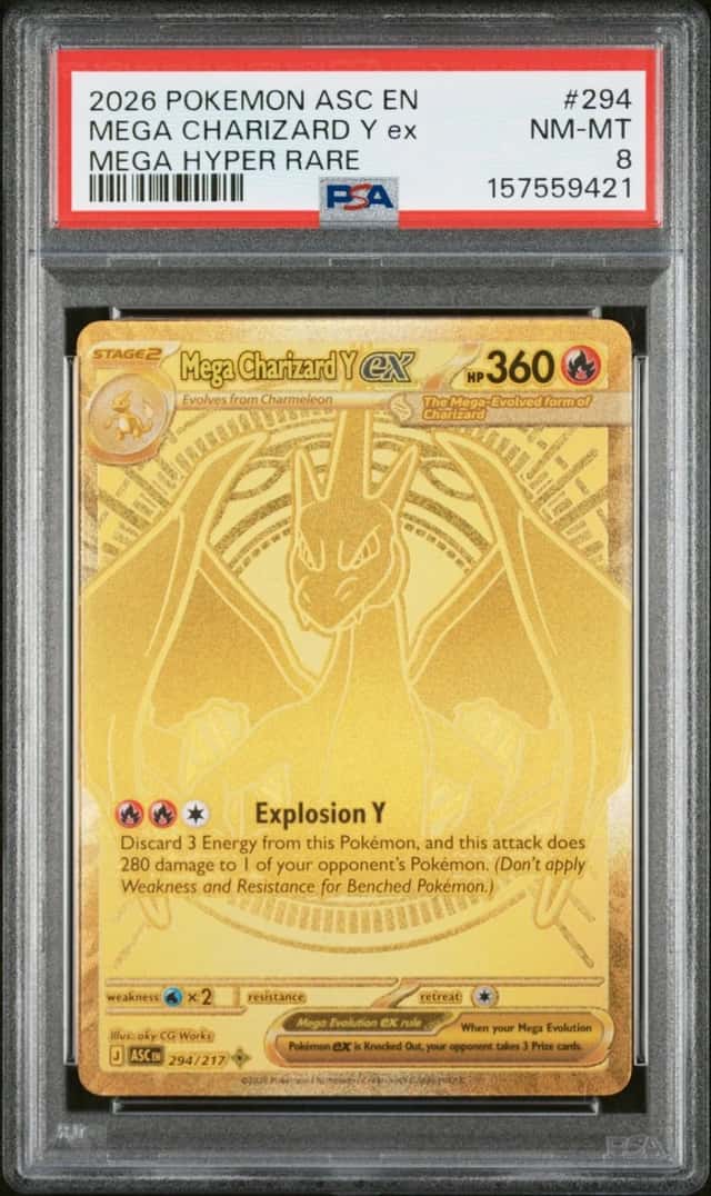 2026 POKEMON ASC EN-ASCENDED HEROES MEGA HYPER RARE MEGA CHARIZARD Y EX PSA 8