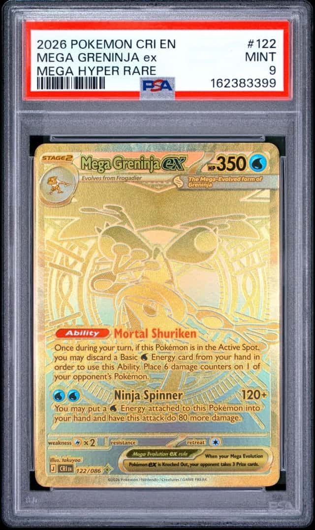 2026 POKEMON CRI EN-CHAOS RISING MEGA HYPER RARE #122 MEGA GRENINJA EX PSA 9