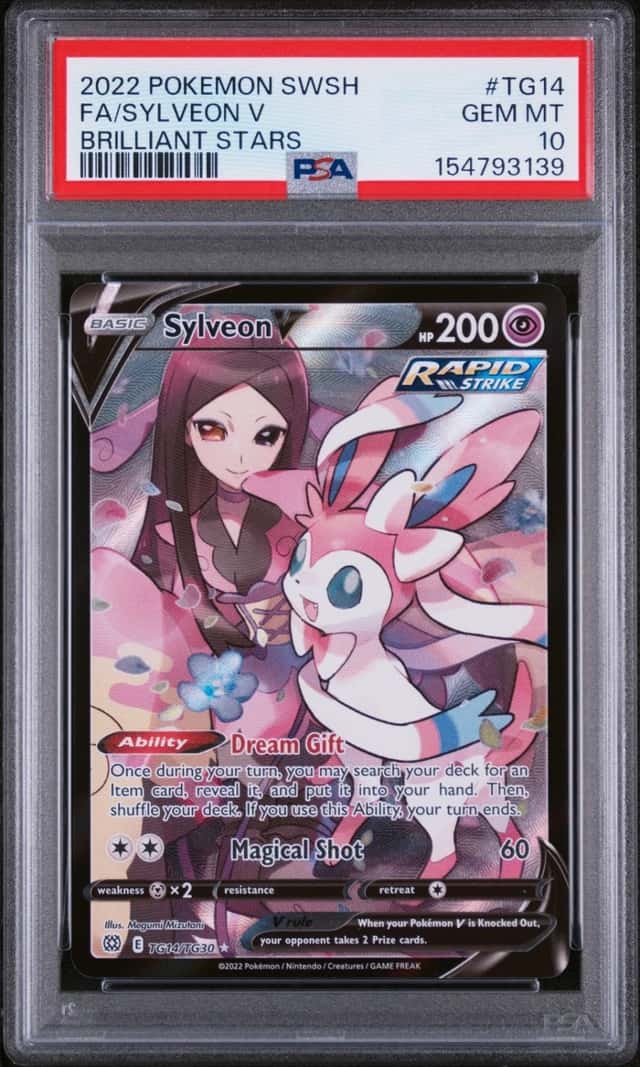 2022 POKEMON SWORD & SHIELD BRILLIANT STARS #TG14 FULL ART/SYLVEON V PSA 10