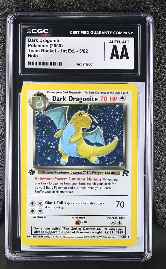 2000 Pokemon Team Rocket 1st Edition #5 Dark Dragonite CGC AA Altered Polish