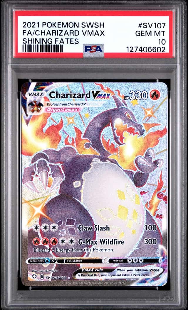 2021 Pokemon SWSH Shining Fates Charizard VMAX Shiny Vault #SV107/SV122 PSA 10