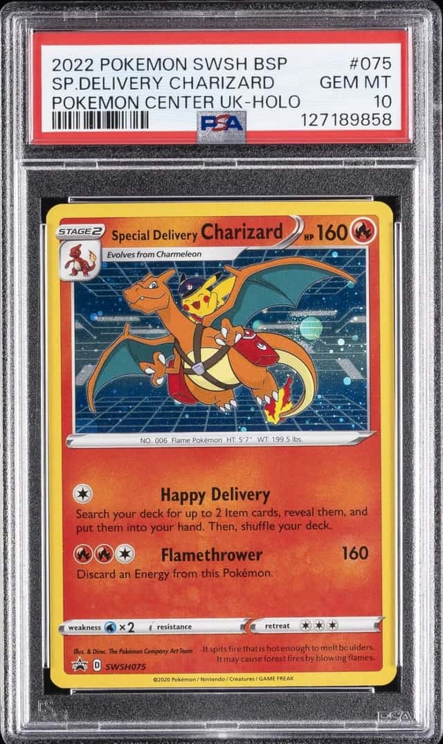 2022 POKEMON SWSH BLACK STAR PROMO #075 SPECIAL DELIVERY CHARIZARD-HOLO PSA 10