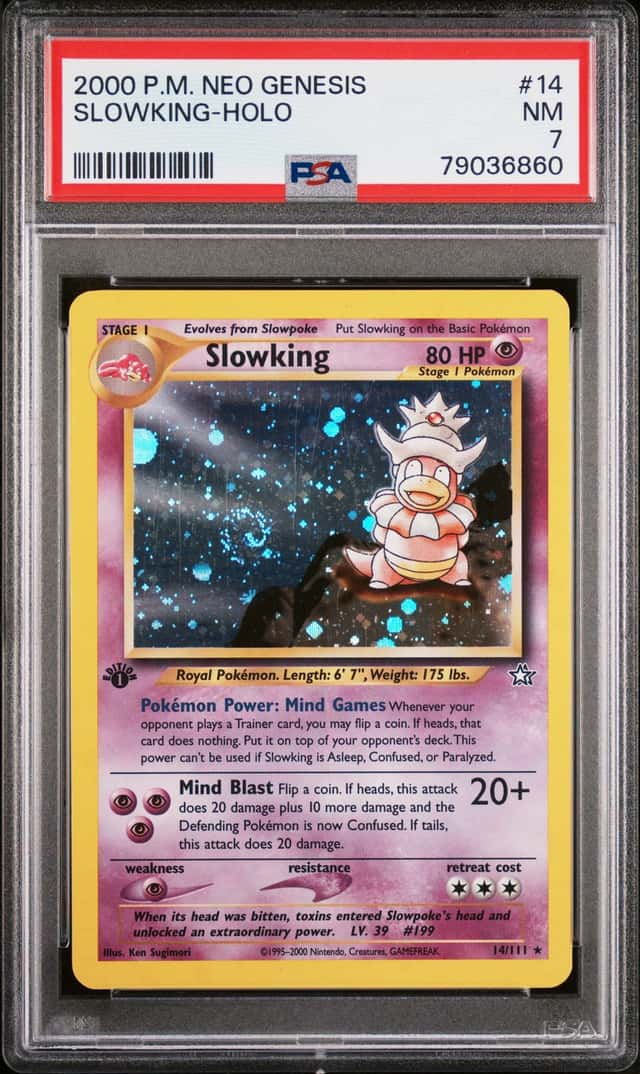 Pokemon Slowking Holo Neo Genesis 1st Edition 14/111 PSA 7 SWIRL