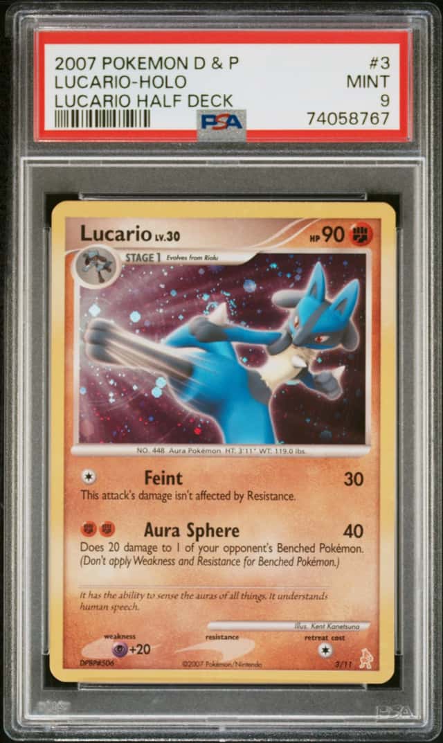 PSA 9 Lucario Half Deck Card 3/11 Lucario Holo Pokemon Diamond And Pearl