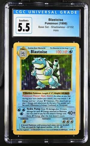 1999 WOTC POKEMON BLASTOISE #2/102 SHADOWLESS BASE SET HOLO CGC 5.5