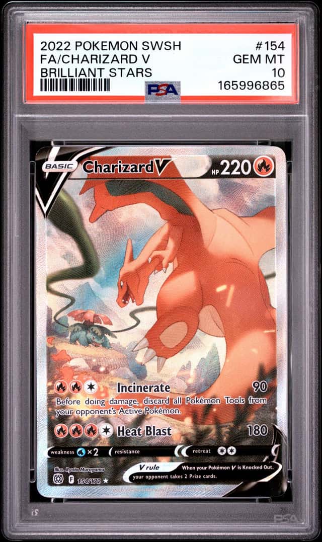 2022 Pokemon SWSH Brilliant Stars #154 FA Charizard V PSA 10 GEM MINT
