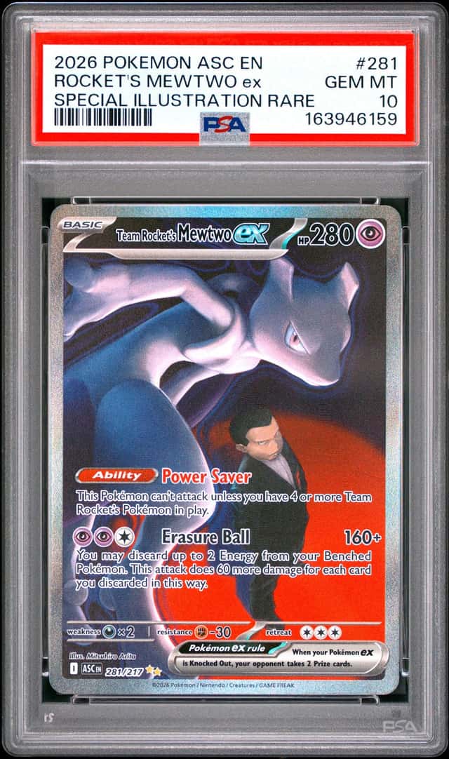 2026 POKEMON ASC SPECIAL ILLUSTRATION RARE #281 TEAM ROCKET'S MEWTWO EX PSA 10