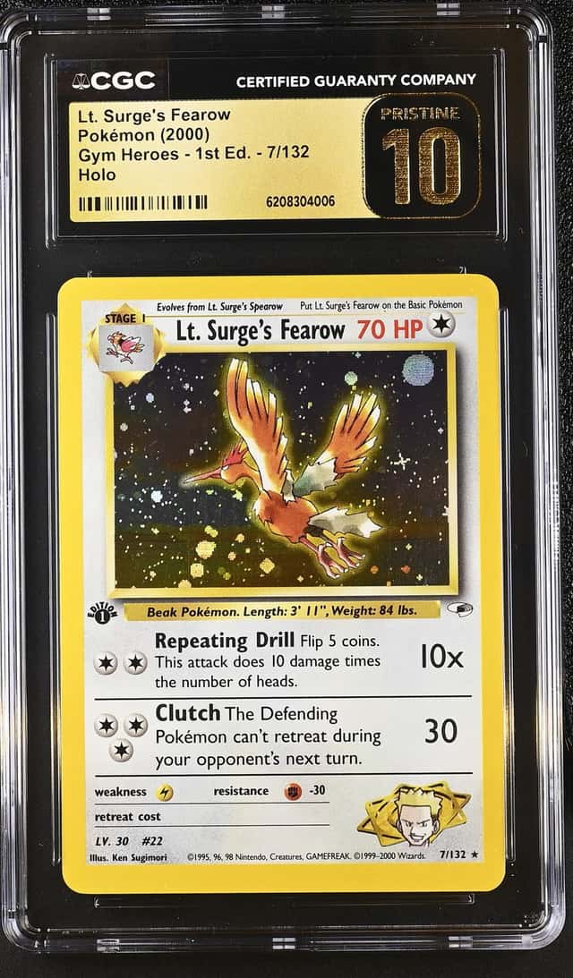 LT. SURGE'S FEAROW 2000 POKEMON GYM HEROES 7/132 RARE HOLO CGC 10 PRISTINE Q7285