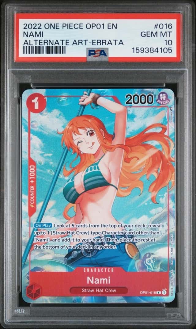 One Piece Nami Romance Dawn Op01-016 Alternate Art Errata  PSA 10
