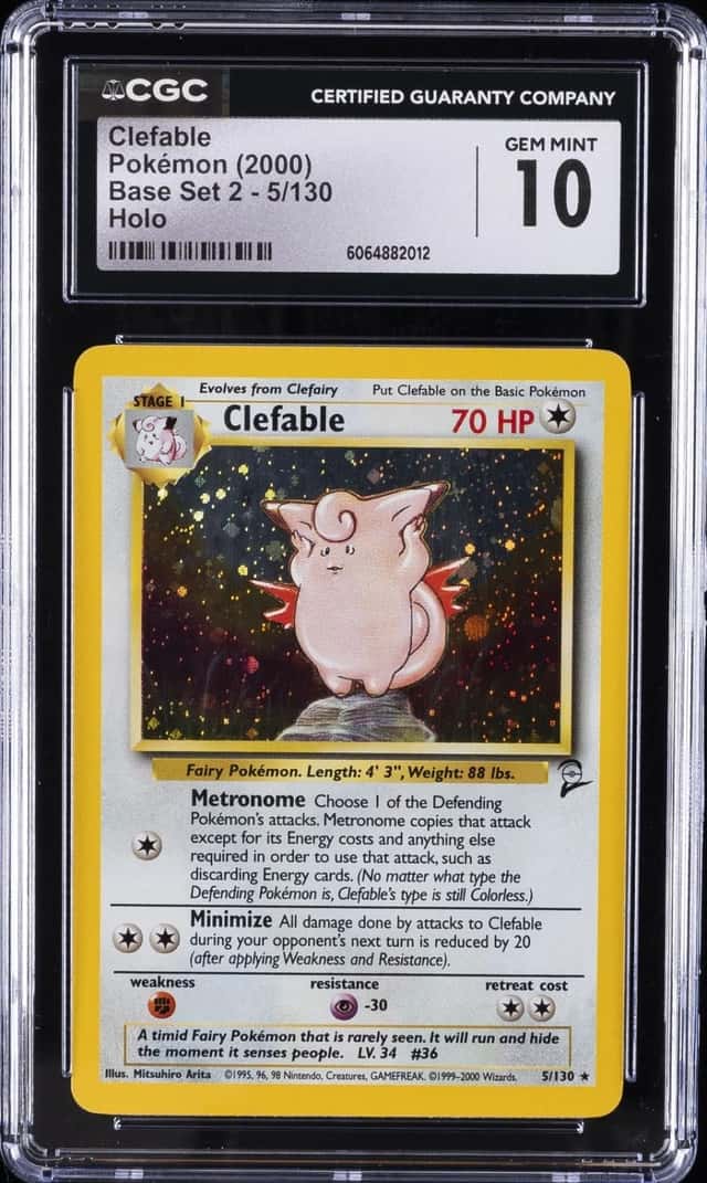 2000 POKEMON BASE SET 2 #5 CLEFABLE CGC 10