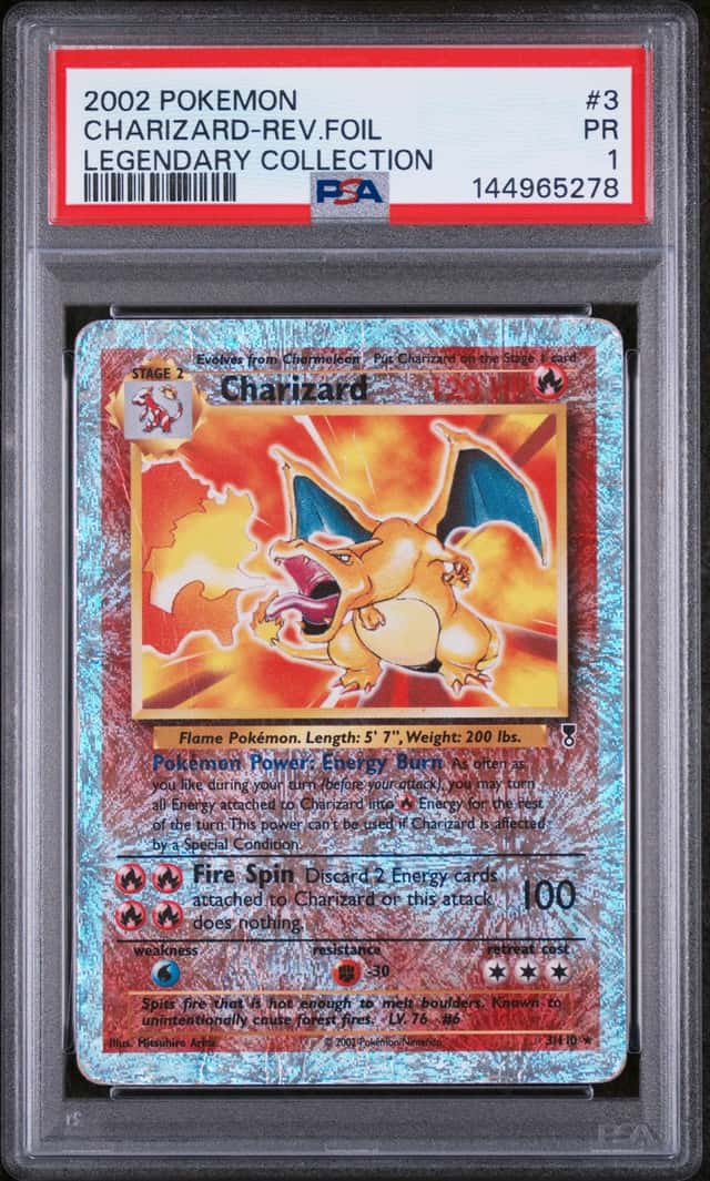 2002 Pokemon Legendary Collection Charizard Reverse Holo #3/110 PSA 1
