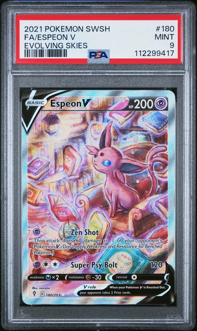 2021 Pokemon SWSH Evolving Skies Espeon V Full Art Ultra Rare #180/203 PSA 9