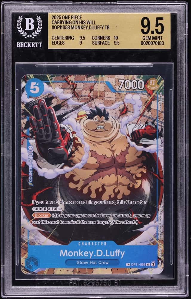 2025 One Piece Carrying On His Will TR Alt Art Monkey D. Luffy #OP11-058 BGS 9.5 GEM MINT