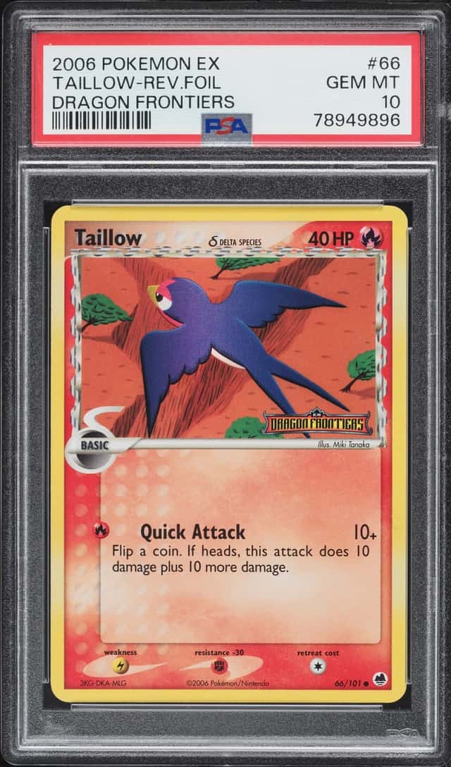 2006 Pokemon EX Dragon Frontiers Reverse Holo Taillow #66 PSA 10 GEM MINT