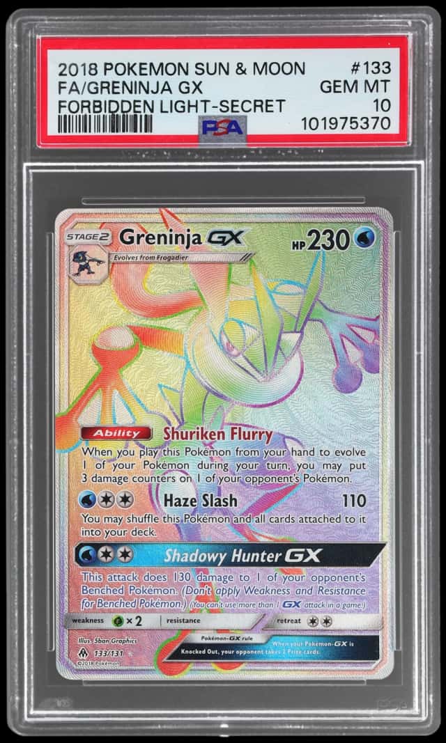 2018 Pokemon Sun and Moon Forbidden Light Secret Rare Greninja Gx #133