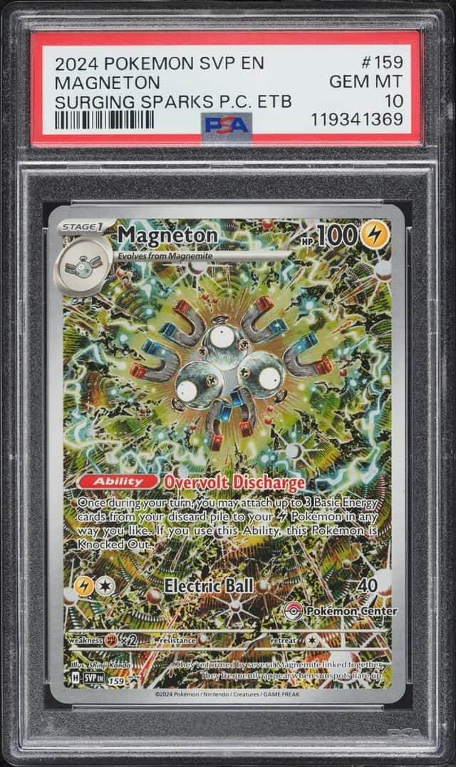 2024 Pokemon Scarlet & Violet Promo Surging Sparks Center ETB Full Art Magneton #159 PSA 10 GEM