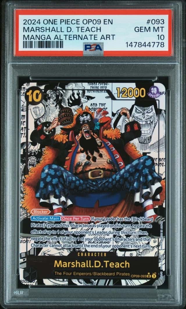 OP MARSHALL D. TEACH 2024 OP09-EMPERORS IN THE NEW WORLD MANGA ALT ART PSA 10