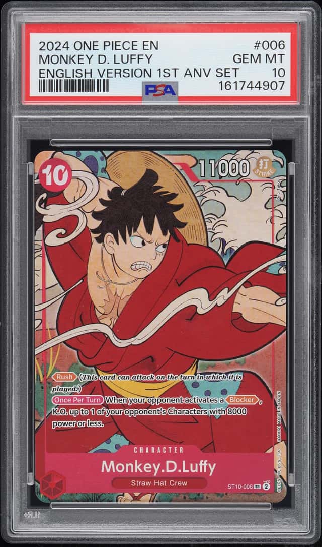 2024 One Piece Monkey D. Luffy English Version 1st Anv Set PSA 10 