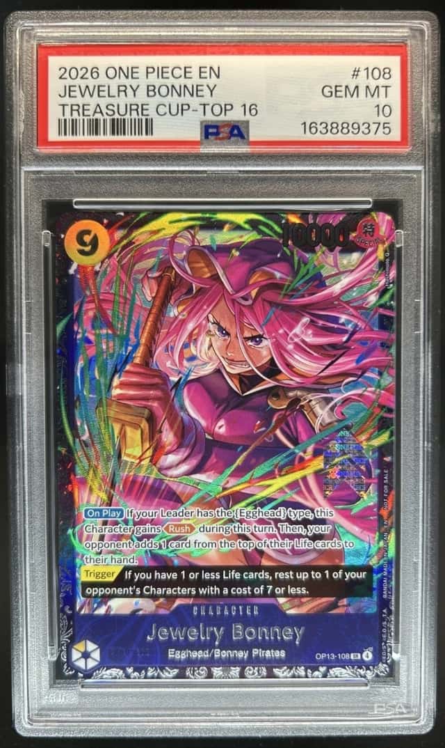 2026 One Piece Treasure Cup Top 16 Jewelry Bonney #108 PSA 10 GEM MINT