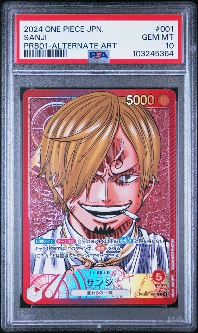 PSA One Piece CCG Sanji PRB01-Alternate Art 001 Alt Art Holo JP PSA 10 Leader